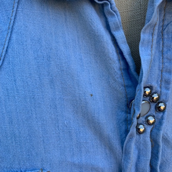 Vintage Denim Rhinestone Bedazzled Snap Up Shirt - Picture 2 of 16